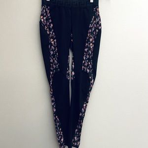 Versace Flower Paneled Black Leggings, XS